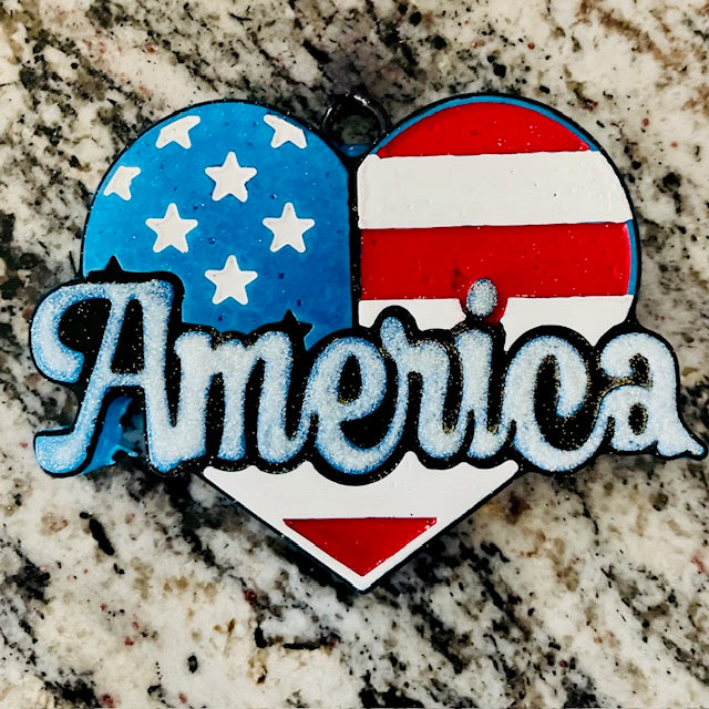 Heart w/American & Flag