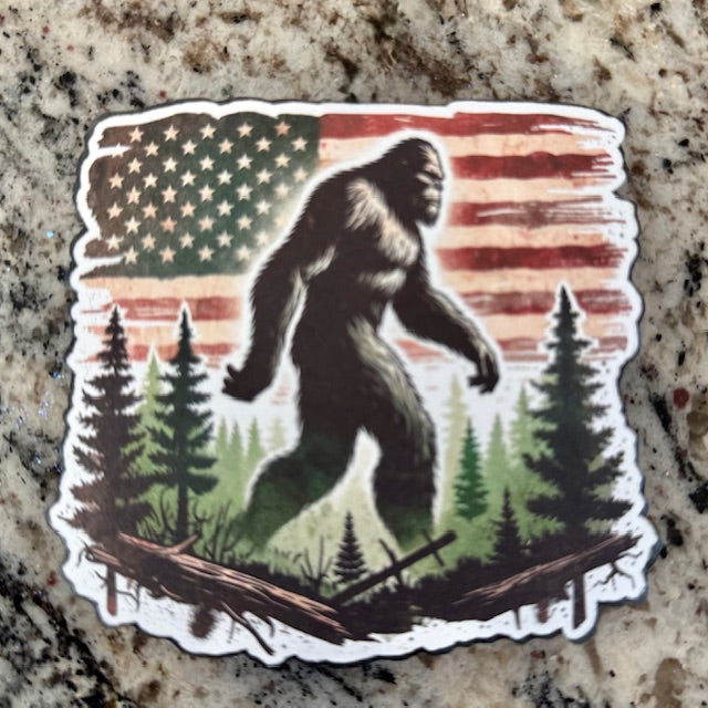 American Flag Bigfoot (Cardstock Freshie)