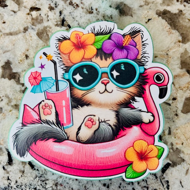 Cute Cat Summer Floatie (Cardstock Freshie)