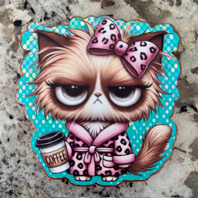 Grumpy Coffee Cat (Cardstock Freshie)