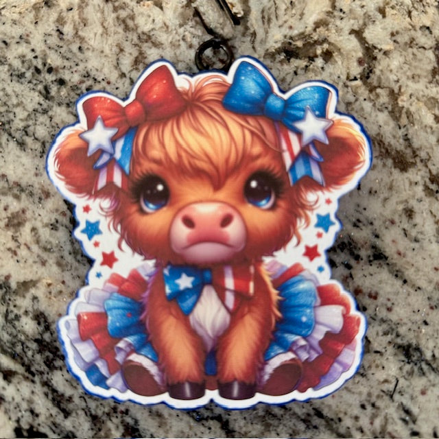 Highland Cow Patriotic (Cardstock Freshie)