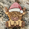 Highland Cow w/Santa Hat