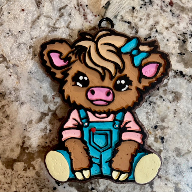 Highland Cow w/Overalls
