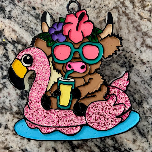 Highland Cow Flamingo Floatie