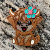 Highland Cow w/Hibiscus