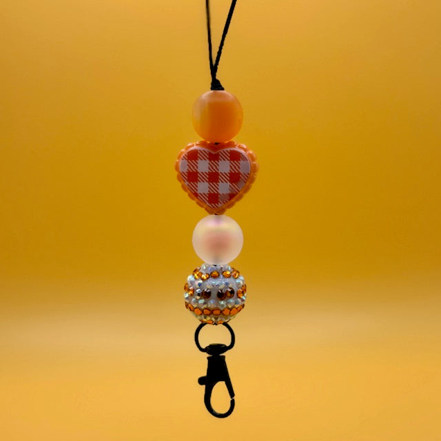 Orange Checkered Heart Freshie Hanger