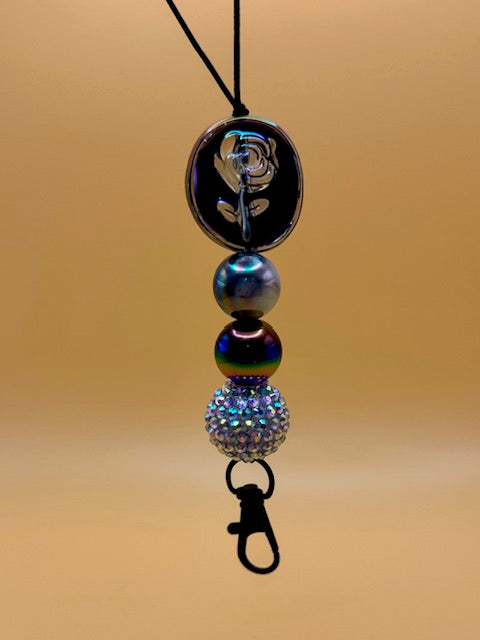 Black & Silver Rose Freshie Hanger