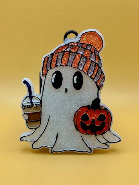 Beanie Ghost w/Pumpkin & Drink (Sweater Weather)