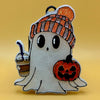 Beanie Ghost w/Pumpkin & Drink