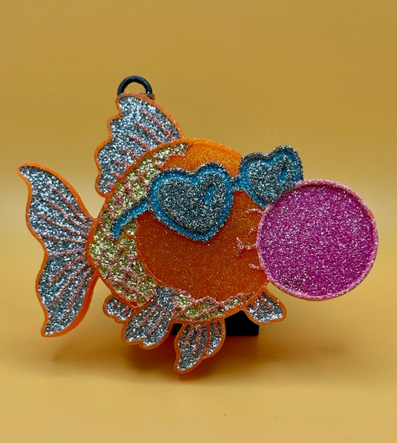 Goldfish Blowing Bubble (Mahogany Teakwood)