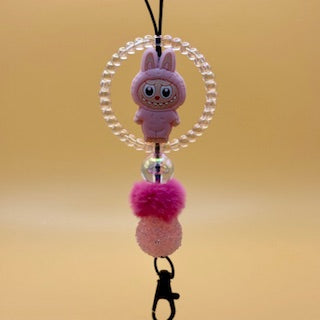 Pink Labubu in Ring Freshie Hanger
