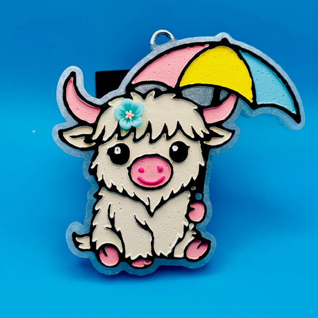 Cow with Umbrella Car Freshie by SPASS Designs