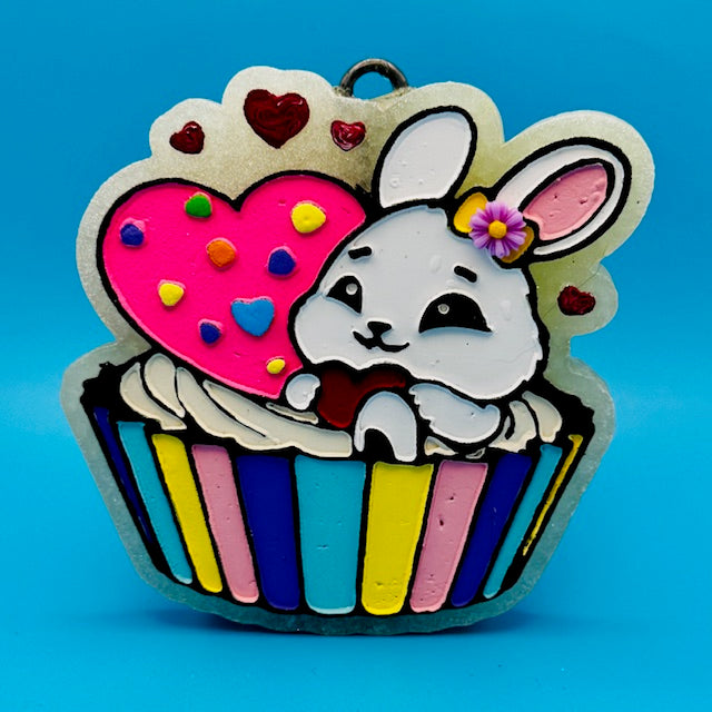 Bunny with Heart Cupcake Car Freshie by SPASS Designs