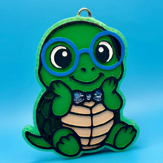 Turtle with Glasses & Bow Car Freshie by SPASS Designs