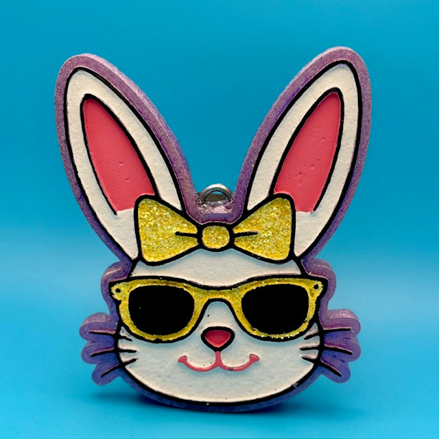 Bunny with Glasses & Bow Car Freshie by SPASS Designs