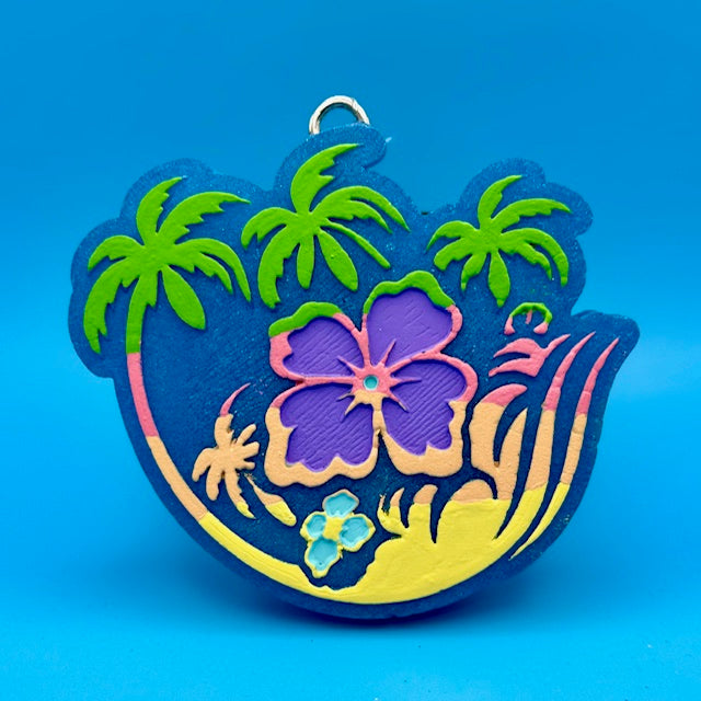 Waves, Palm Trees, and Flowers Car Freshie by SPASS Designs