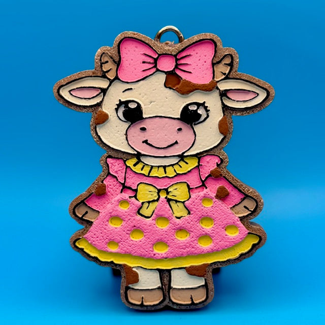 Cow in Polka Dot Dress Car Freshie by SPASS Designs