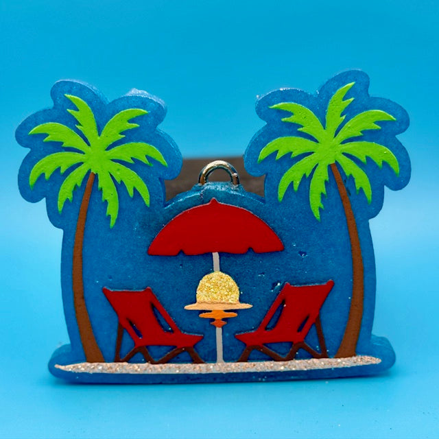 Beach Chairs & Palm Trees Car Freshie by SPASS Designs