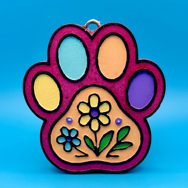 Floral Paw Print Car Freshie by SPASS Designs