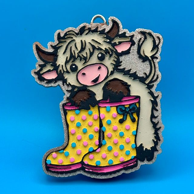 Cow with Rainboots Car Freshie by SPASS Designs