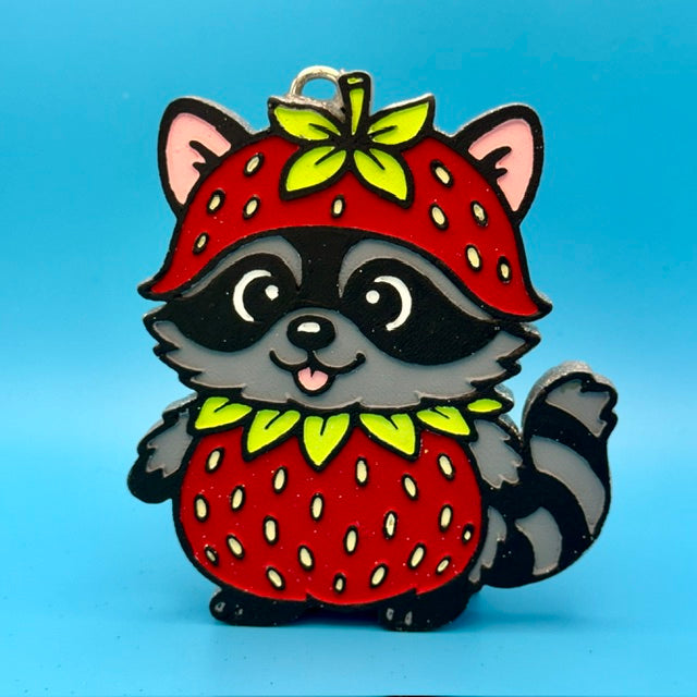 Strawberry Raccoon Car Freshie by SPASS Designs