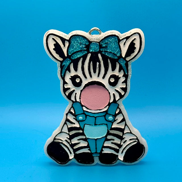 Zebra Blowing Bubble Car Freshie by SPASS Designs