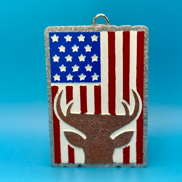 Flag with Deer Car Freshie by SPASS Designs
