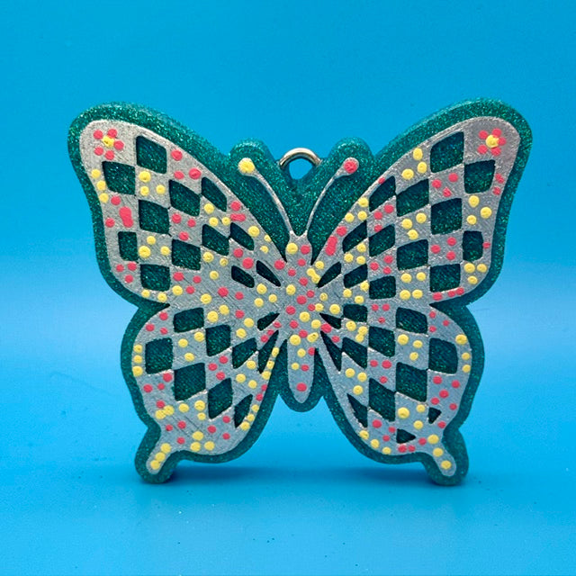 Checkered Butterfly Car Freshie by SPASS Designs