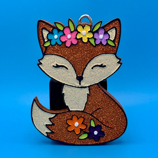 Fox with Flowers Car Freshie by SPASS Designs
