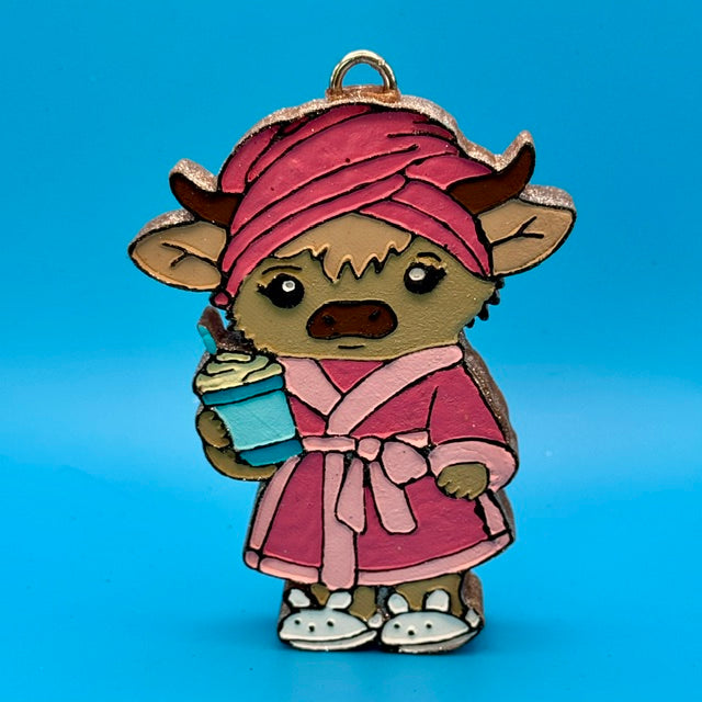Cow in Bathrobe Car Freshie by SPASS Designs
