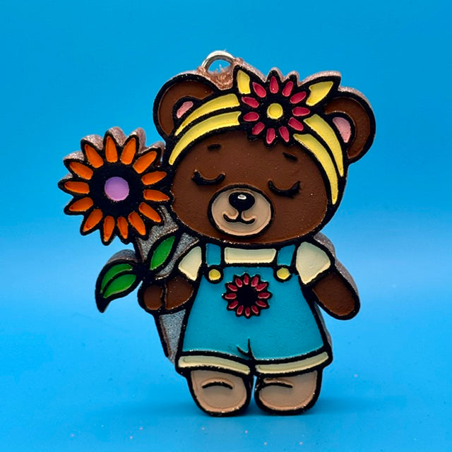 Bear Holding Flower Car Freshie by SPASS Designs