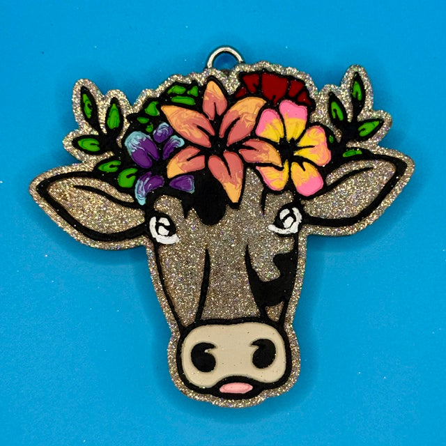 Cow Head with Flowers