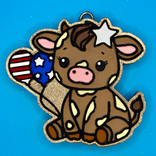 Patriotic Cow with Balloons