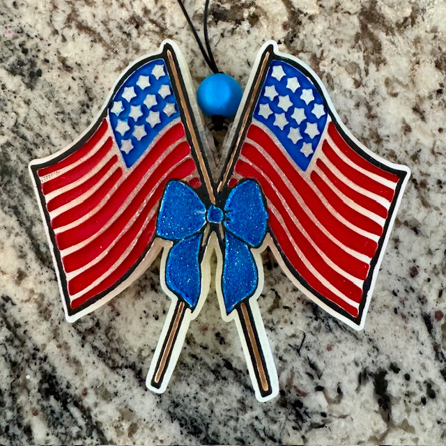 USA Flags w/Bow